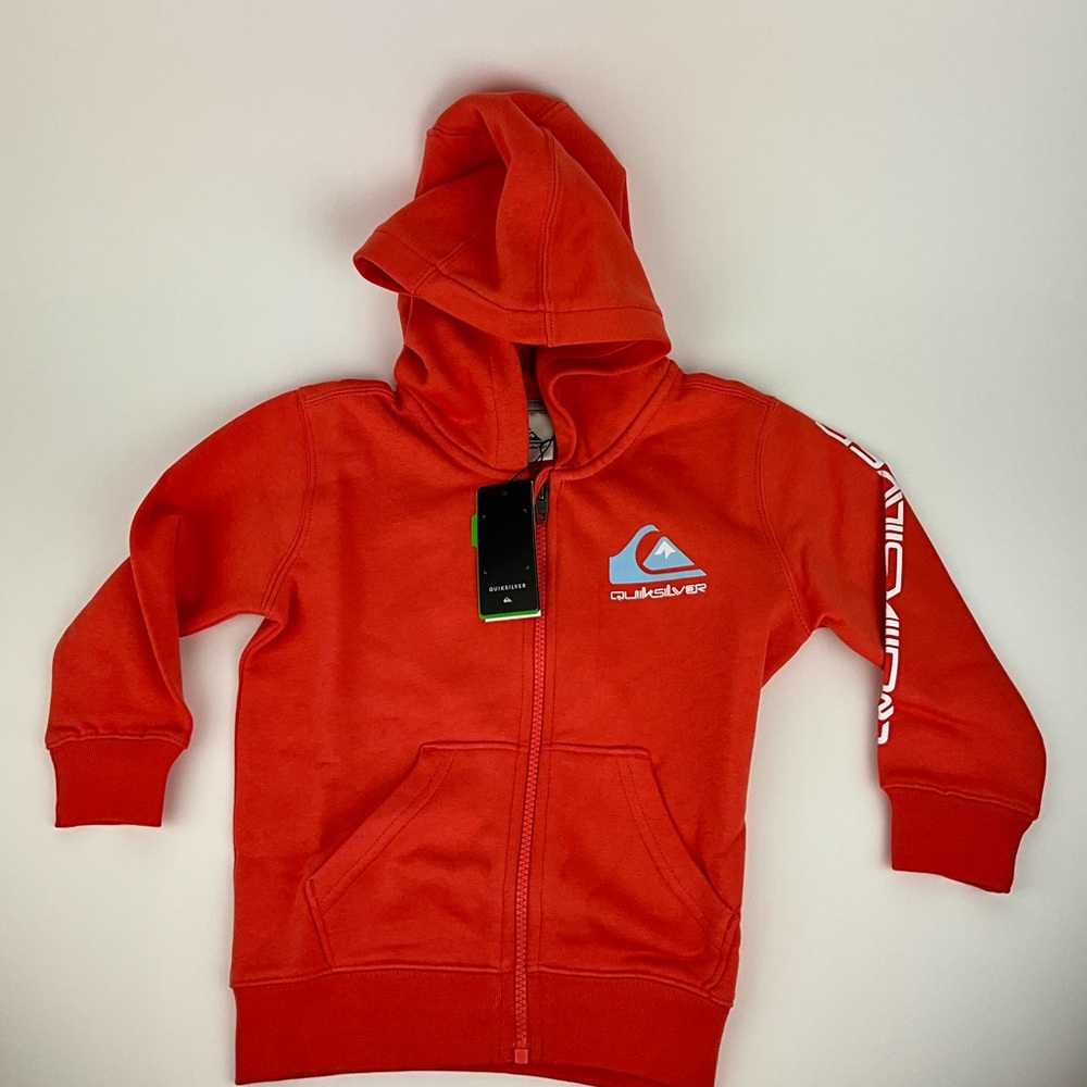 Quicksilver Boys Zippered Hoodie Orange NWT